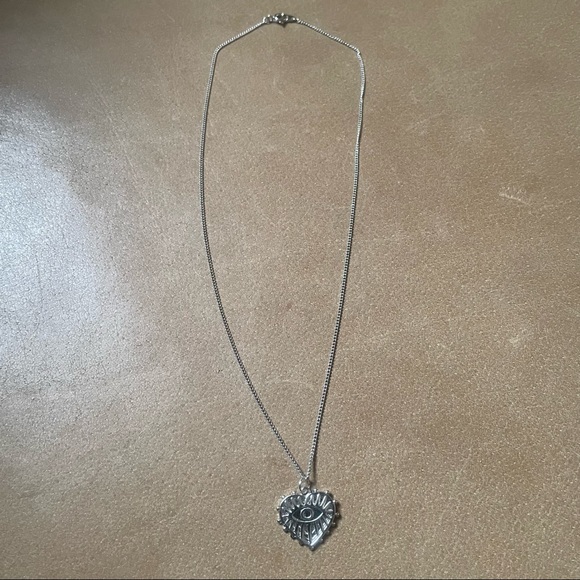 Heart Evil eye 🧿 Charm pendant necklace silver - Picture 4 of 6